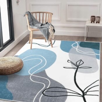 Modern Rug Blue For Living Room | Best Kids Room Rug | Handtufted Wool Rug