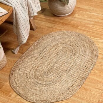 Farmhouse Jute Braid Oval Rug | Perfect as Doormat | Great for Porch, Kitchen, Meditation Mat, Study, dorms | 2x3 ft Artisanal Handcrafted Mat