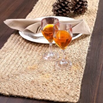 Jute Table Runner 36 Inches Long | 13x36 Natural Jute Braided Table Runner | Organic Eco-Friendly Rustic Vintage Dining Table Runner