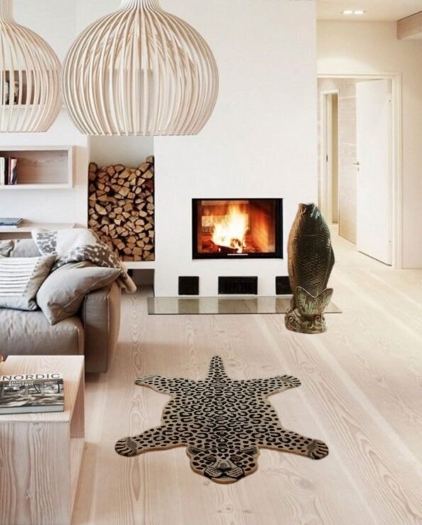 Snow Leopard Rug | Custom Rugs For Home Office | Handtufted Area Rug | Animal Rugs