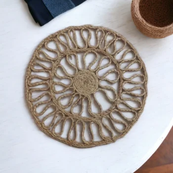 Boho Handmade Jute Placemats | Handcrafted jute placemats | 30 cm Dia | Set of 4