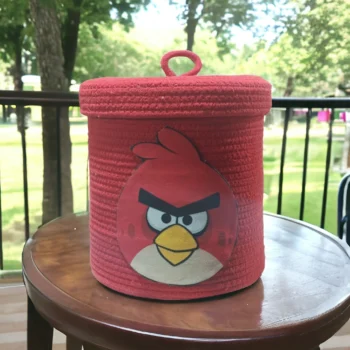 Cute Angry Bird Storage basket with lid 10x10 "