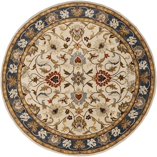 Luxury Floral Round Rug For Living Room | Round Rugs | Handmade Round Rugs | Premium Rugs
